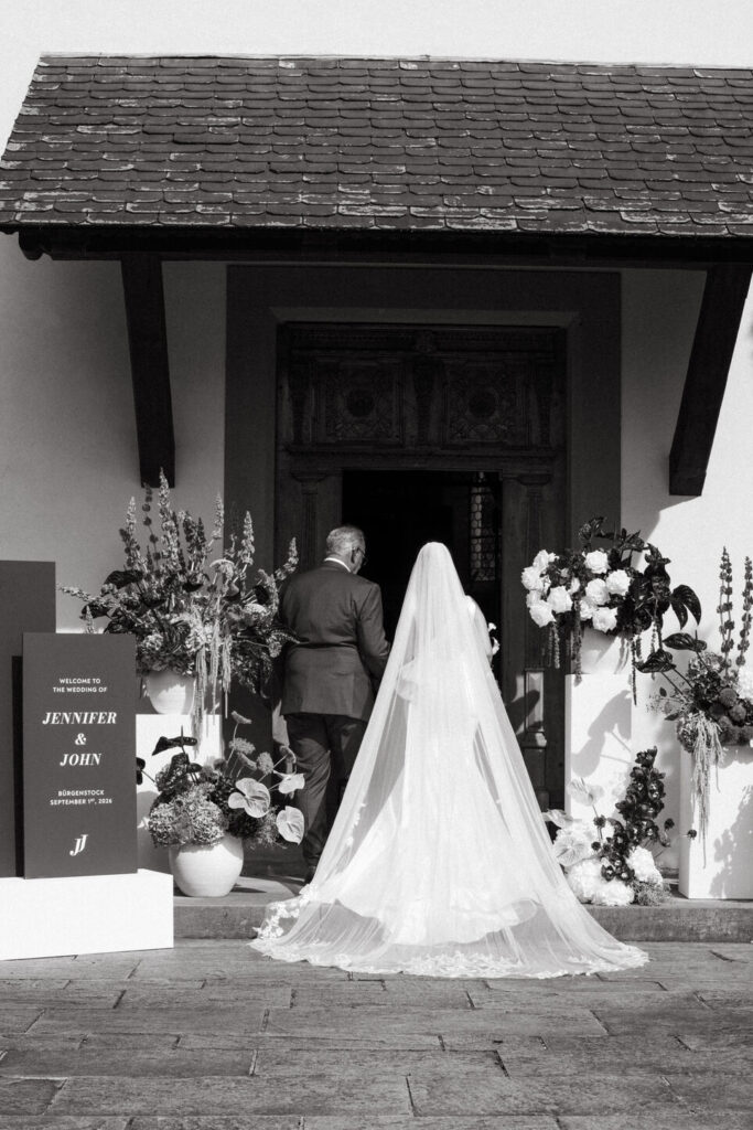Processional chapel for wedding ceremony - bride with father